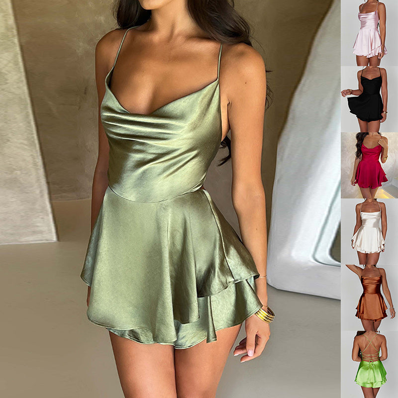 Robe trapue slim en satin