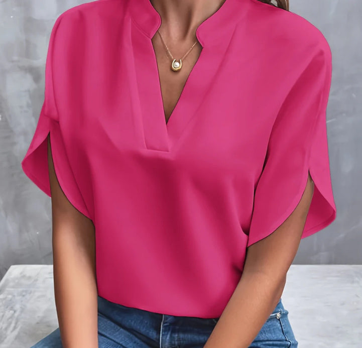 Blouse Fluide Col V – Chic & Décontracté