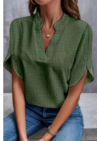 Blouse Fluide Col V – Chic & Décontracté