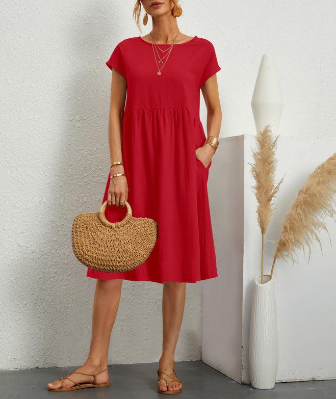 Robe d'été élégante avec poches – Coupe évasée