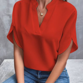 Blouse Fluide Col V – Chic & Décontracté