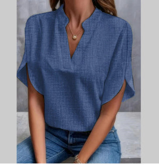 Blouse Fluide Col V – Chic & Décontracté