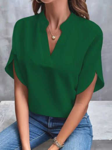 Blouse Fluide Col V – Chic & Décontracté