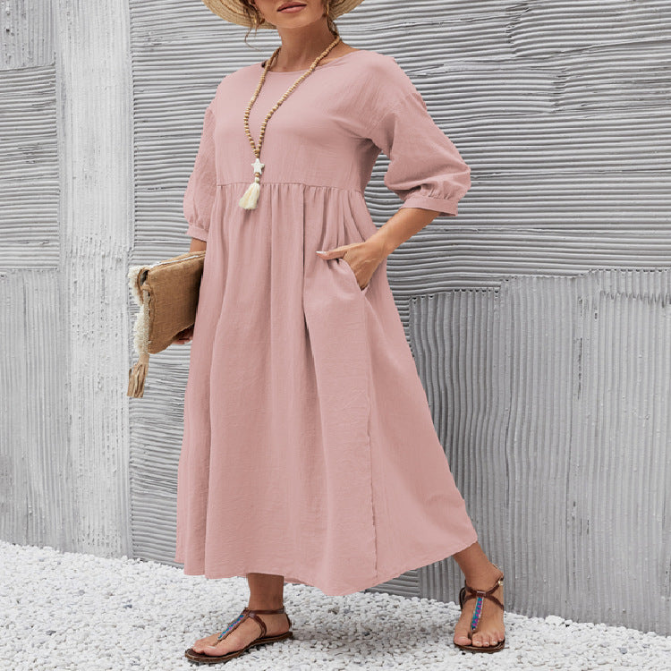 Robe d'été élégante avec poches – Coupe évasée