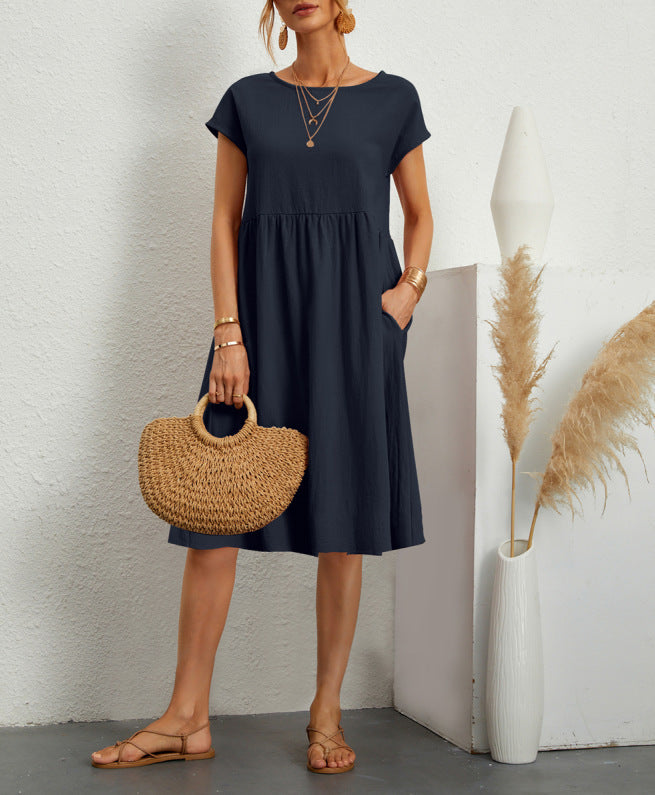 Robe d'été élégante avec poches – Coupe évasée