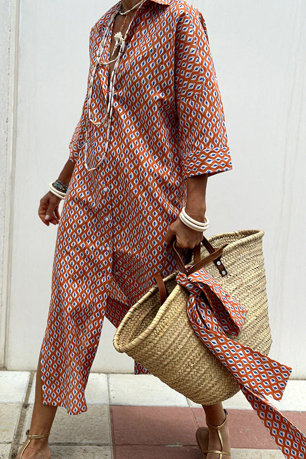 Robe Chemise Rayée Avec Ceinture - Robes à Col Revers et Boutons à Manches Courtes