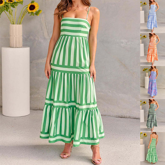 Robe d'été longue à rayures