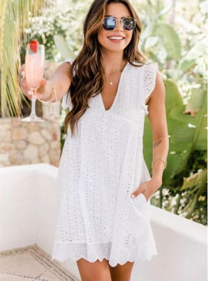 Robe d'Été en Dentelle avec Poches