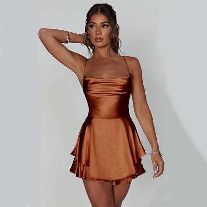Robe trapue slim en satin