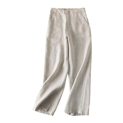 Pantalon en Coton et Lin – Coupe Croppée, Léger et Décontracté