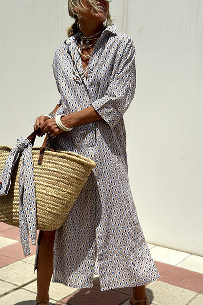 Robe Chemise Rayée Avec Ceinture - Robes à Col Revers et Boutons à Manches Courtes