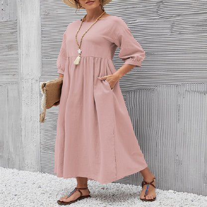 Robe d'été élégante avec poches – Coupe évasée