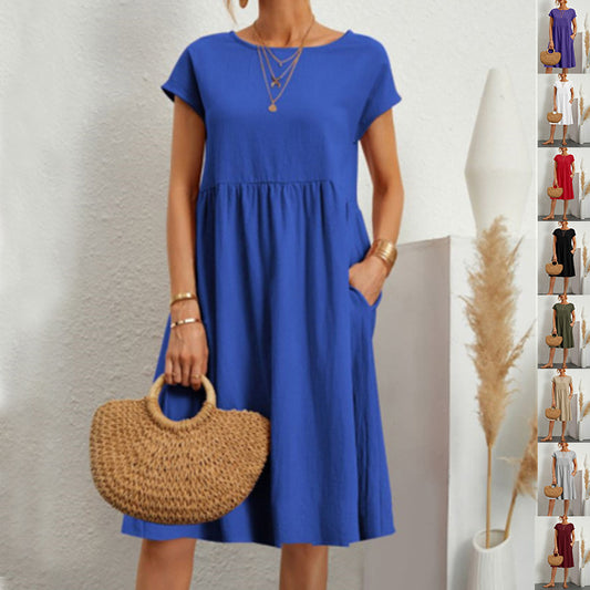 Robe d'été élégante avec poches – Coupe évasée