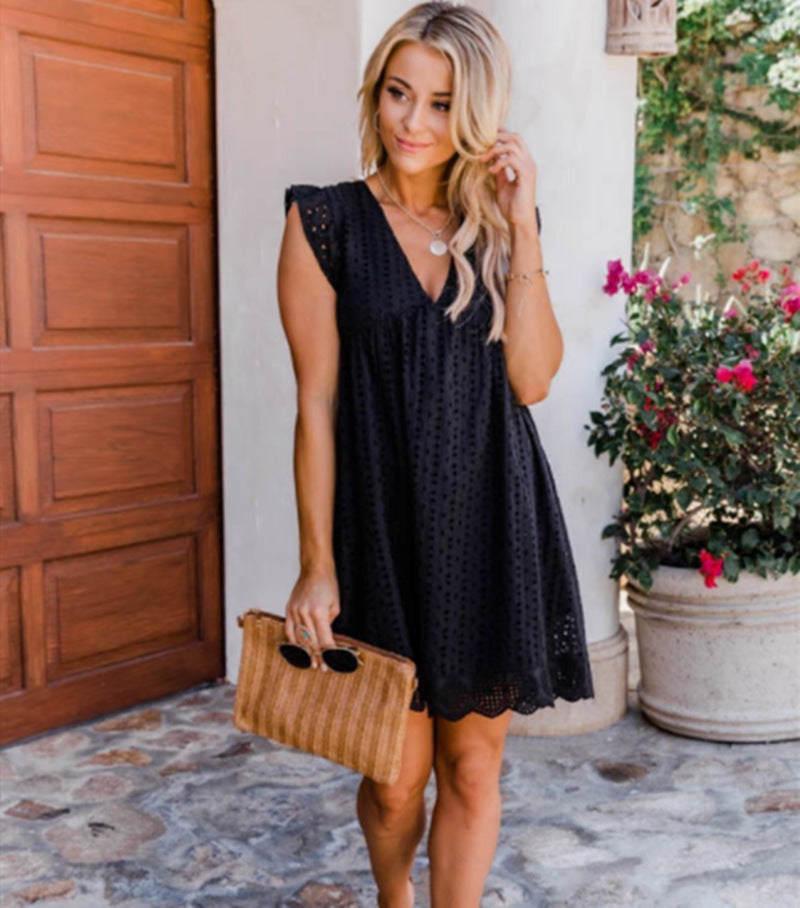 Robe d'Été en Dentelle avec Poches
