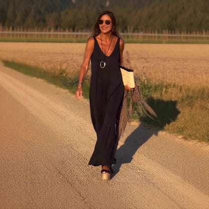 Robe tendance à bretelles, col en V sexy