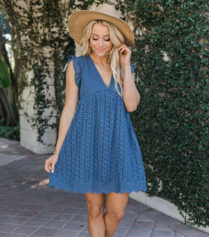 Robe d'Été en Dentelle avec Poches